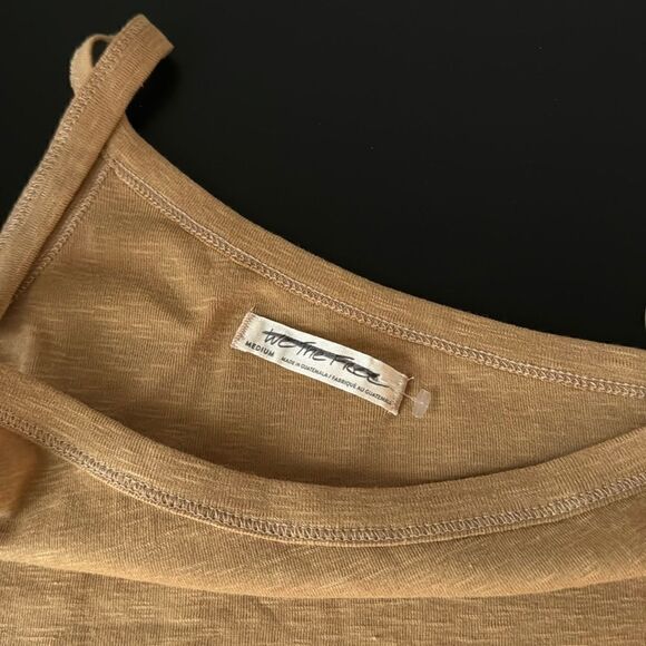 NWOT Free People One Way or Another One Shoulder Cotton Tank Brown Flirty M Chic - Picture 8 of 12